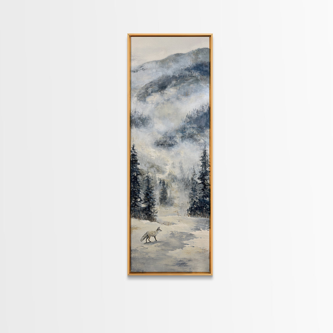 Fox Crossing a Snowy Forest Clearing Canvas Print, Nature Art, Fine Art Print, Living Room Decor, Fine Art, Nature, Poster, NAT-1x3-94
