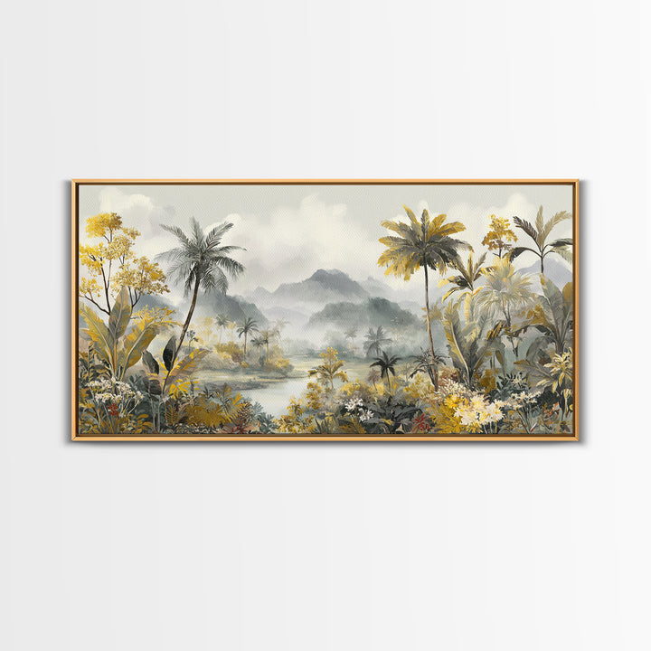 Tropical Jungle Leaves Canvas Print, Nature Art, Contemporary Art, Living Room Decor, Nature, Framed Art, Wood Wall Art, NAT-2x1-41