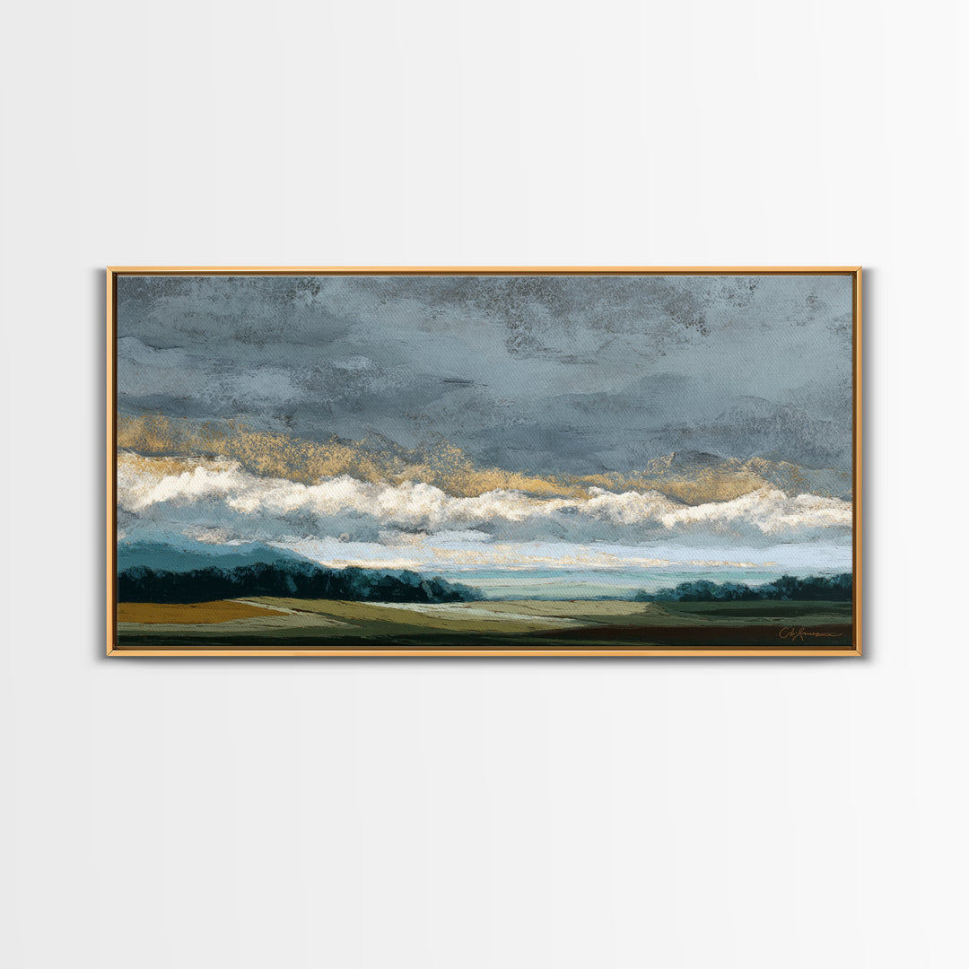 Storm Clouds over a Rolling Prairie Canvas Print, Nature Art, Wall Art, Living Room Decor, Fine Art, Nature, Wood Wall Art, NAT-2x1-58