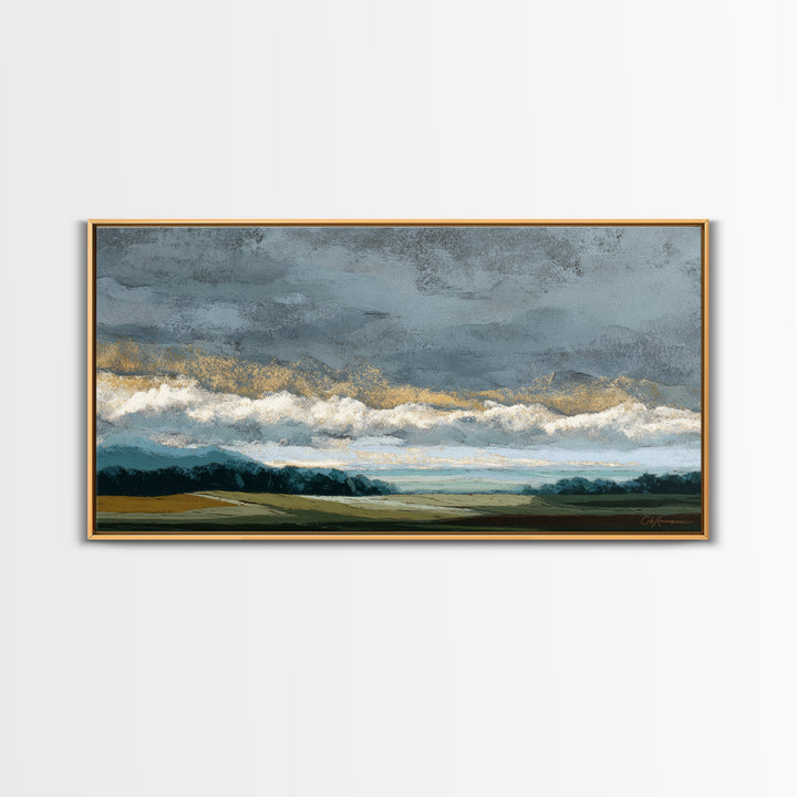 Storm Clouds over a Rolling Prairie Canvas Print, Nature Art, Wall Art, Living Room Decor, Fine Art, Nature, Wood Wall Art, NAT-2x1-58