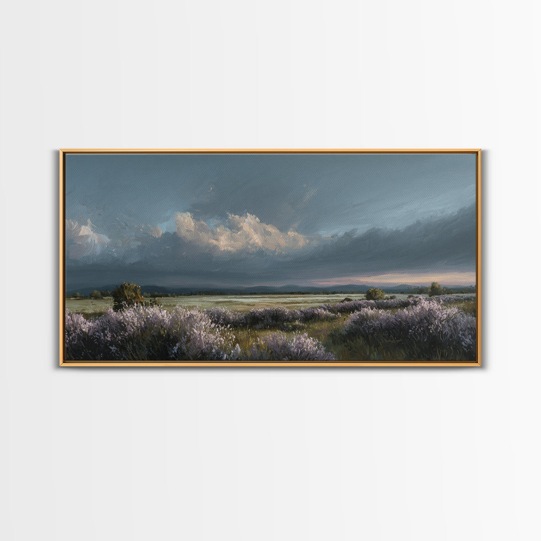 Bees Circling Lavender Blossoms Framed Canvas Print, Nature Art, Nature Wall Art, Living Room Decor, Fine Art, Nature, NAT-2x1-67
