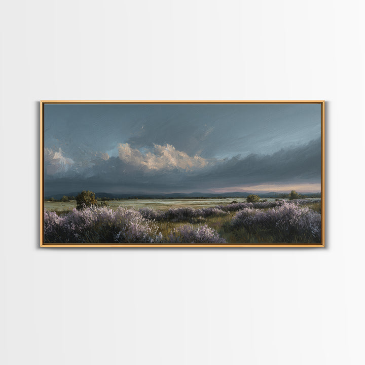 Bees Circling Lavender Blossoms Framed Canvas Print, Nature Art, Nature Wall Art, Living Room Decor, Fine Art, Nature, NAT-2x1-67