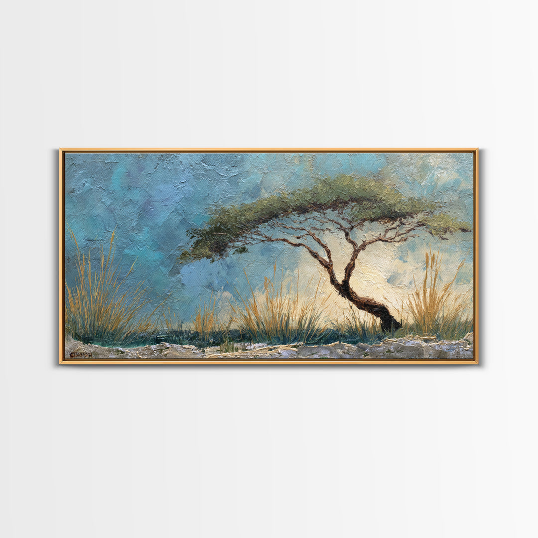 Tree of Life Framed Canvas Print, Nature Art, Living Room Decor, Oil Painting, Nature, Framed Art, Wood Wall Art, NAT-2x1-83