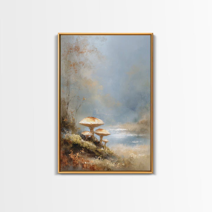 Mushroom Cluster in Enchanted Woodland Canvas Print, Nature Art, Minimalist Decor, Living Room Decor, Fine Art, Nature, NAT-2x3-39