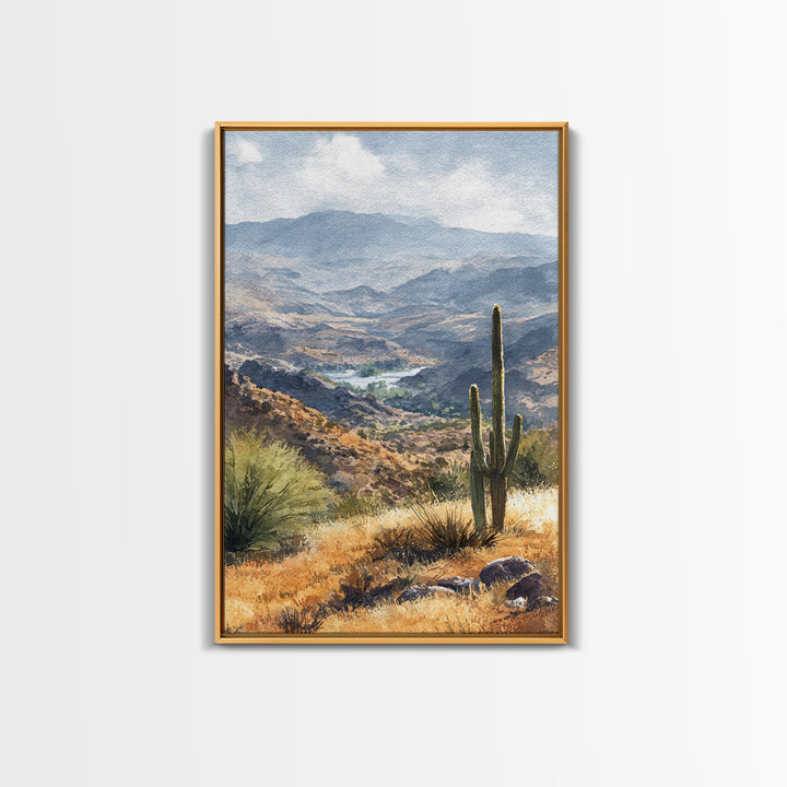 Desert Cactus Blooming After Rain Framed Canvas Print, Nature Art, Statement Artwork, Living Room Decor, Fine Art, Nature, NAT-2x3-4