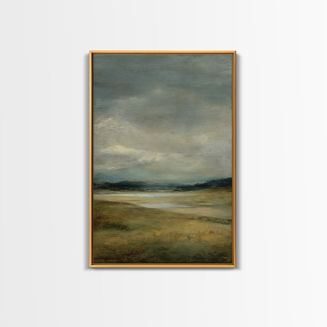 Storm Clouds over a Rolling Prairie Framed Canvas Print, Nature Art, Wall Hangings, Living Room Decor, Fine Art, Nature, NAT-2x3-94