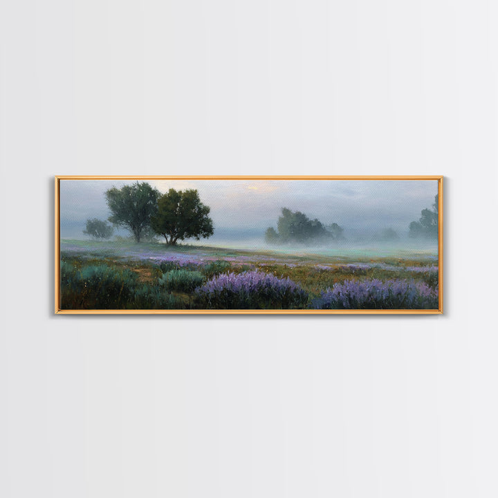 Bees Circling Lavender Blossoms Framed Canvas Print, Nature Art, Nature Wall Art, Living Room Decor, Fine Art, Nature, NAT-3x1-15