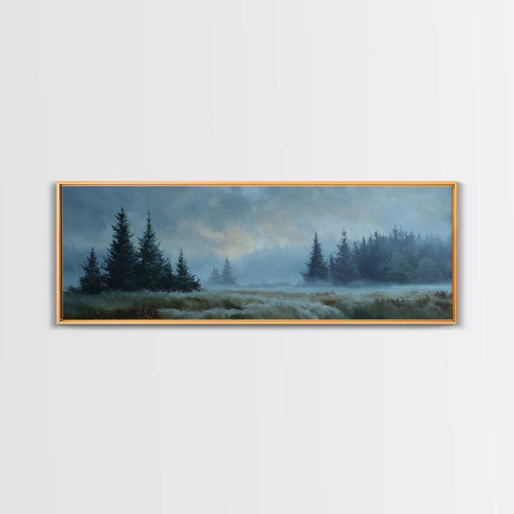 Moody Pine Forest Canvas Print, Nature Art, 3d Wall Art, Living Room Decor, Oil Painting, Nature, Nature Wall Art, NAT-3x1-33