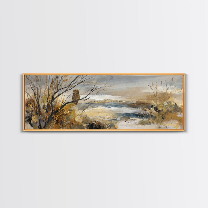 Owl in Moonlit Branches Canvas Print, Nature Art, Art Print, Living Room Decor, Oil Painting, Nature, Printable Wall Art, NAT-3x1-35
