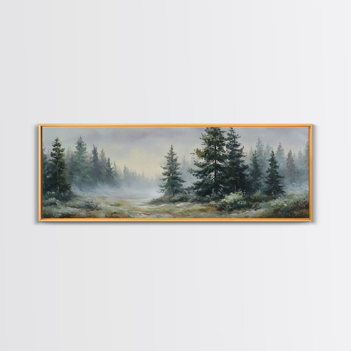 Mushroom Cluster in Enchanted Woodland Framed Canvas Print, Nature Art, Art, Living Room Decor, Oil Painting, Nature, NAT-3x1-47