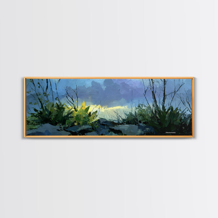 Tropical Jungle Leaves Canvas Print, Nature Art, Moss Art, Living Room Decor, Oil Painting, Nature, Statement Artwork, NAT-3x1-61