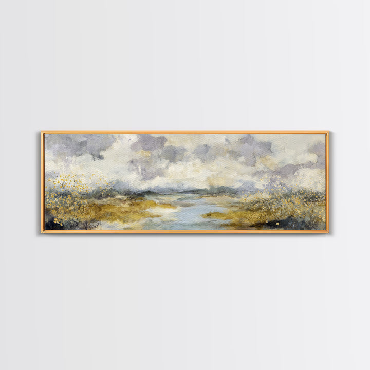 Bees Circling Lavender Blossoms Framed Canvas Print, Nature Art, Room Decor, Living Room Decor, Fine Art, Nature, Wall Hangings, NAT-3x1-63