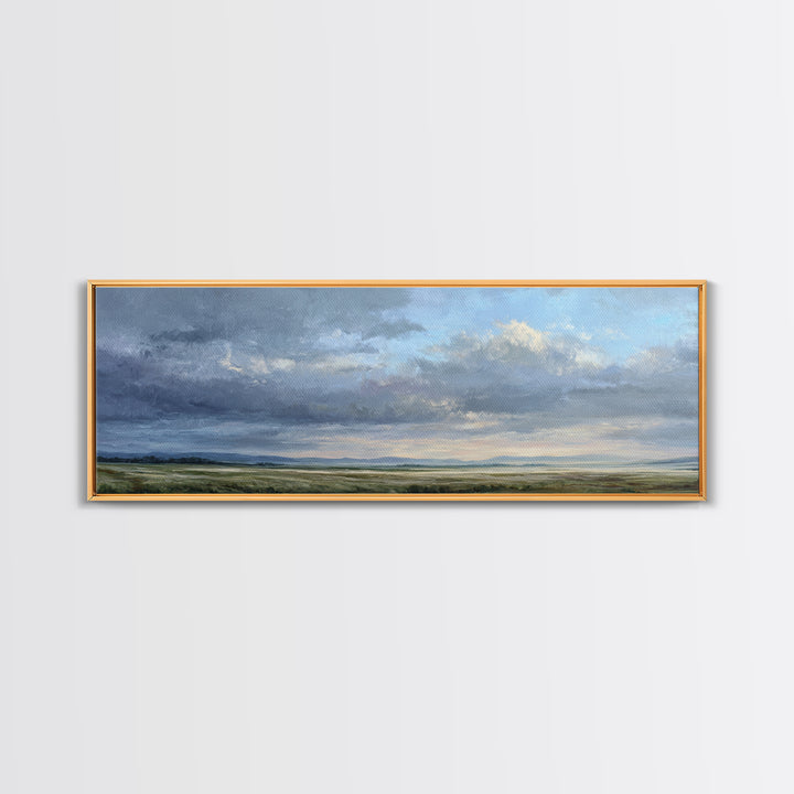 Storm Clouds over a Rolling Prairie Canvas Print, Nature Art, Poster, Living Room Decor, Fine Art, Nature, Abstract Wall Art, NAT-3x1-78