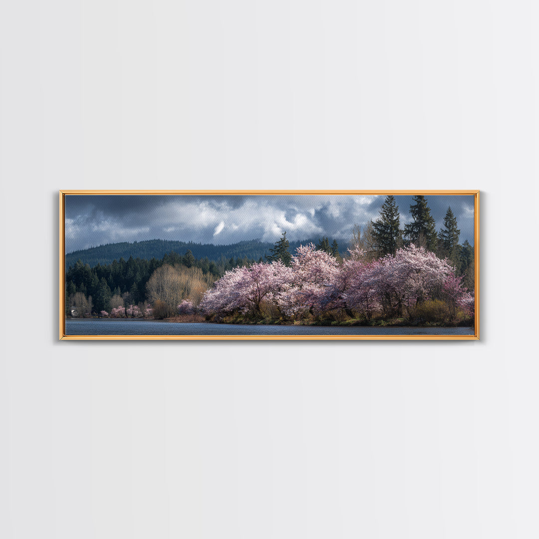 Spring Cherry Blossoms Canvas Print, Nature Art, Poster, Living Room Decor, Fine Art, Nature, Abstract Wall Art, 3d Wall Art, NAT-3x1-80