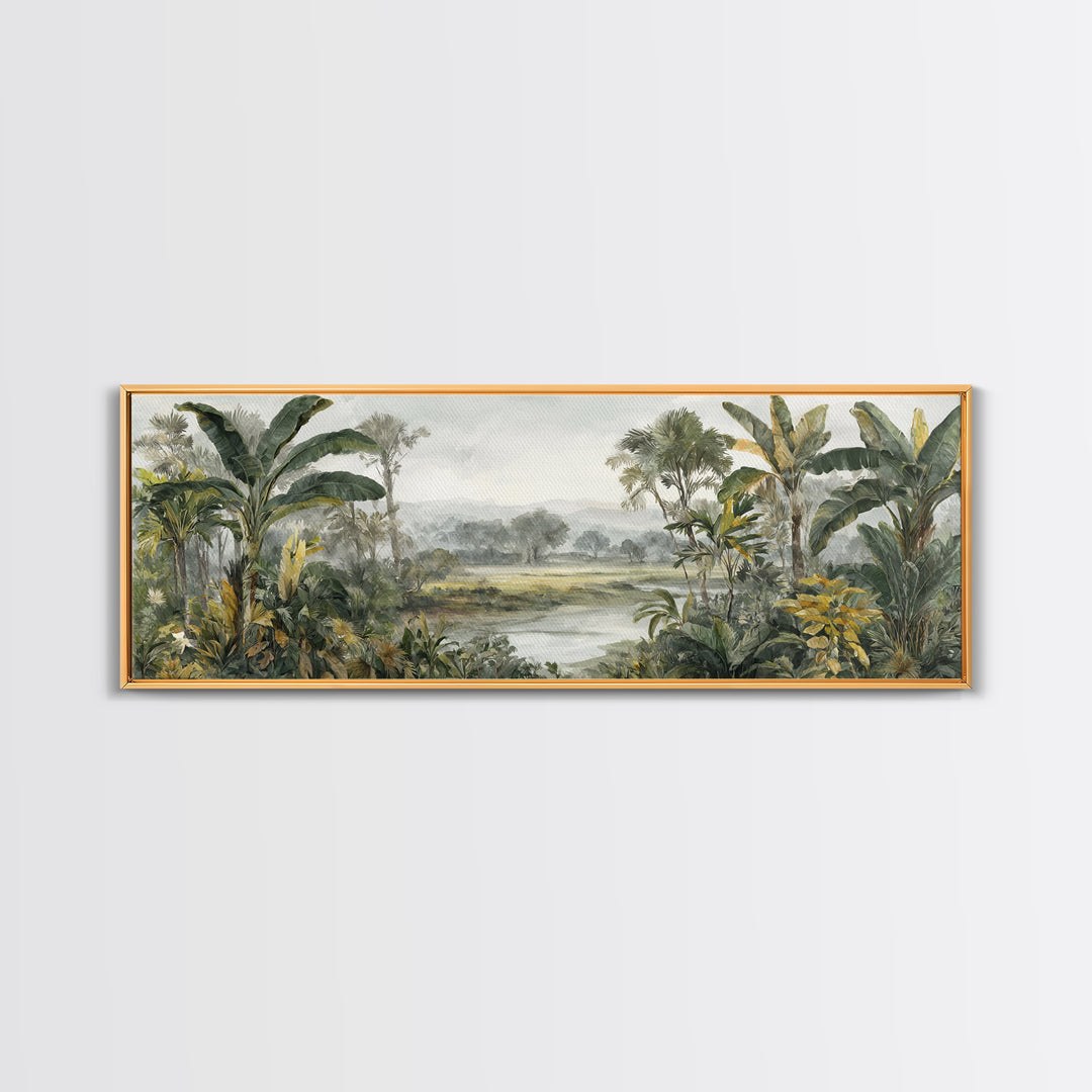 Tropical Jungle Leaves Canvas Print, Nature Art, Moss Art, Living Room Decor, Oil Painting, Nature, Statement Artwork, NAT-3x1-85