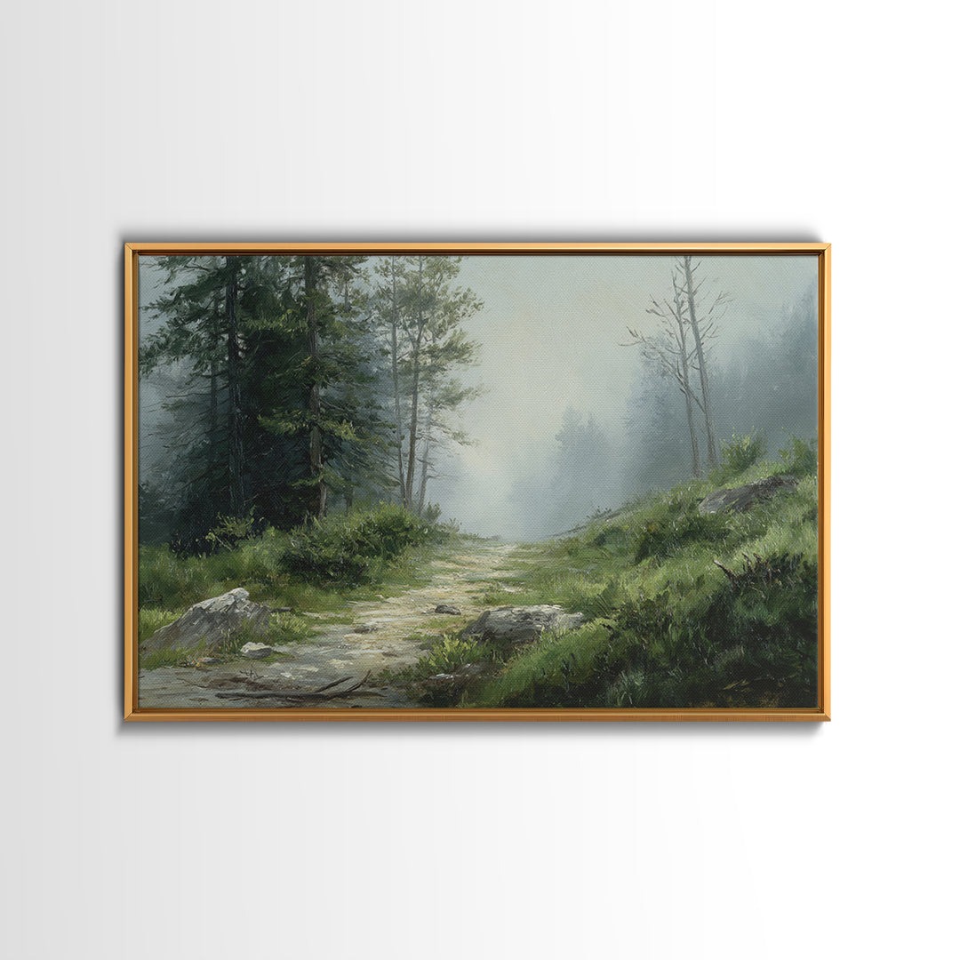 Sunlit Forest Path Canvas Print, Nature Art, Digital Download Art, Living Room Decor, Fine Art, Nature, Luxury Decor, NAT-3x2-29