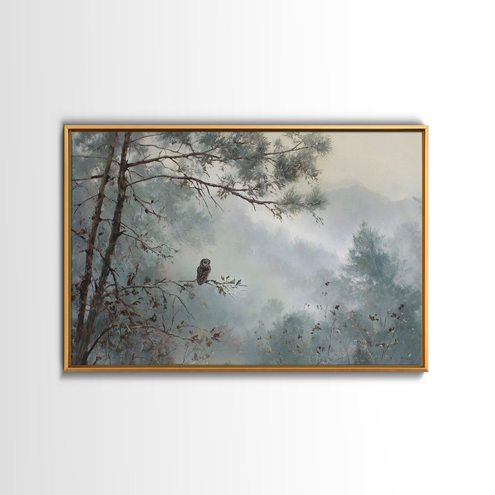 Owl in Moonlit Branches Framed Canvas Print, Nature Art, Room Decor, Living Room Decor, Fine Art, Nature, Wall Hangings, NAT-3x2-47