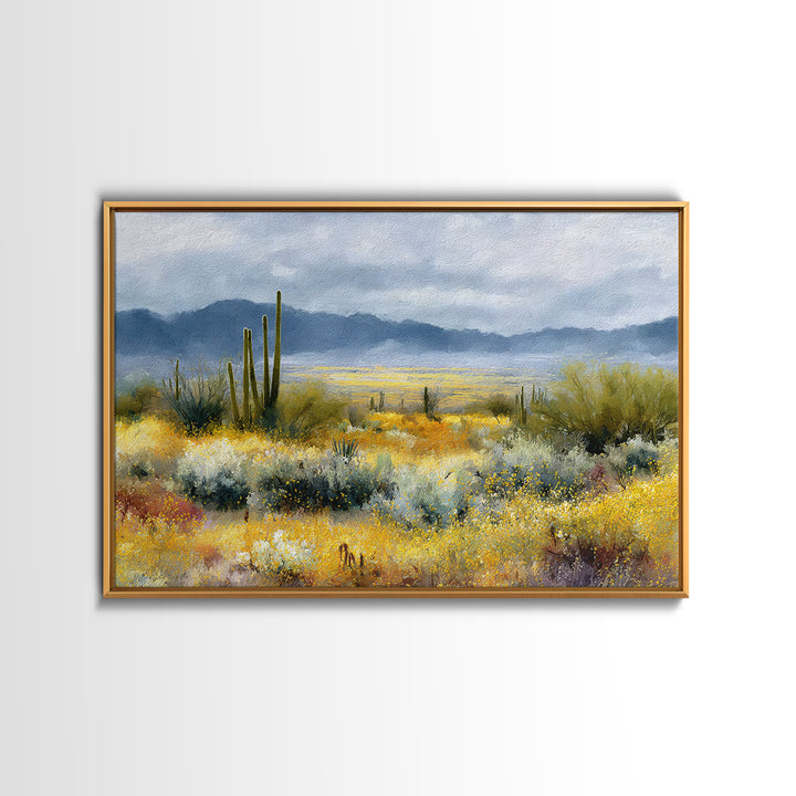 Desert Cactus Blooming After Rain Canvas Print, Nature Art, Mountain Wall Art, Living Room Decor, Nature, Fine Art Print, NAT-3x2-48