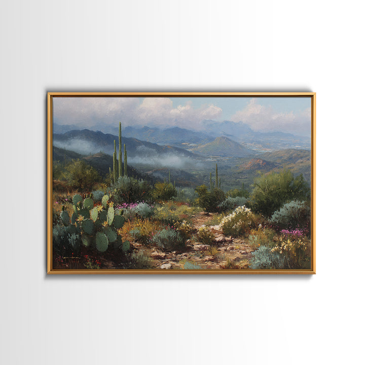 Desert Cactus Blooming After Rain Canvas Print, Nature Art, Modern Decor, Living Room Decor, Fine Art, Nature, Home Decor, NAT-3x2-72