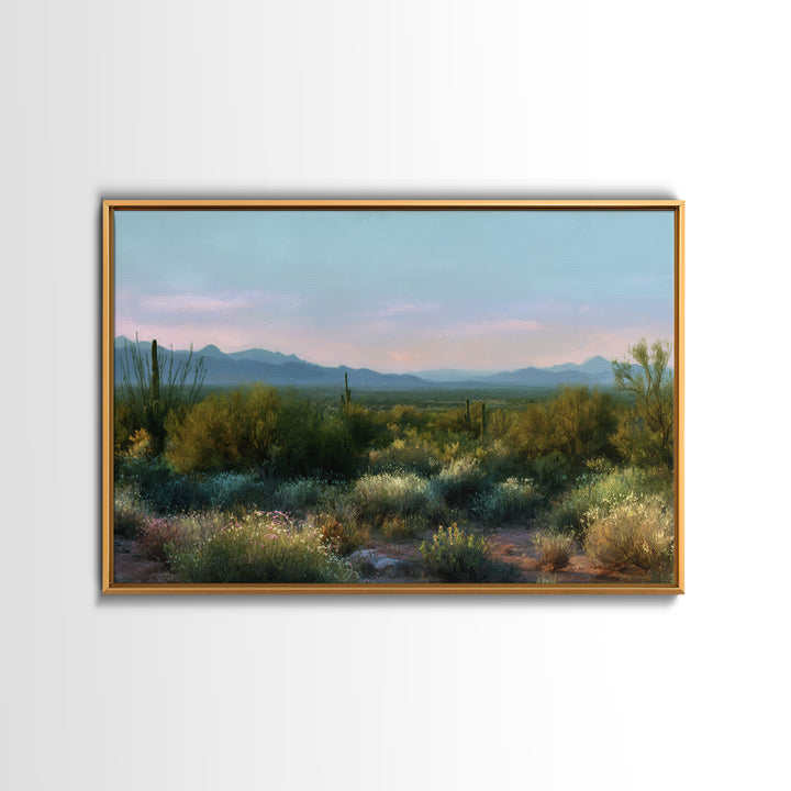 Desert Cactus Blooming After Rain Framed Canvas Print, Nature Art, Art Print, Living Room Decor, Fine Art, Nature, NAT-3x2-96