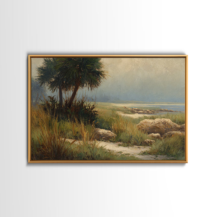 Tropical Jungle Leaves Framed Canvas Print, Nature Art, Mountain Art, Living Room Decor, Watercolor Art, Nature, NAT-3x2-97