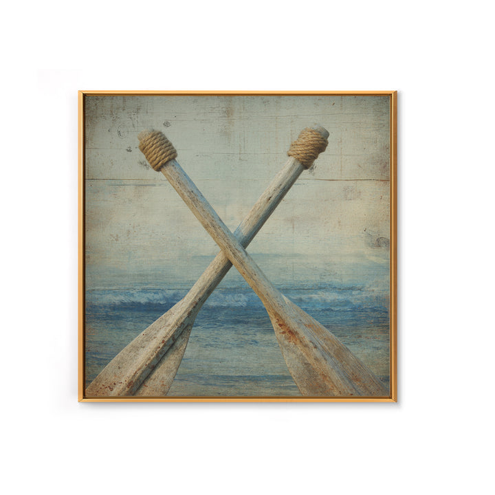 Weathered Oars Crossed Canvas Print, Nautical Art, Coastal Wall Art, Coastal Decor, Harbor, Neutral Decor, Modern Decor, NAU-1x1-35