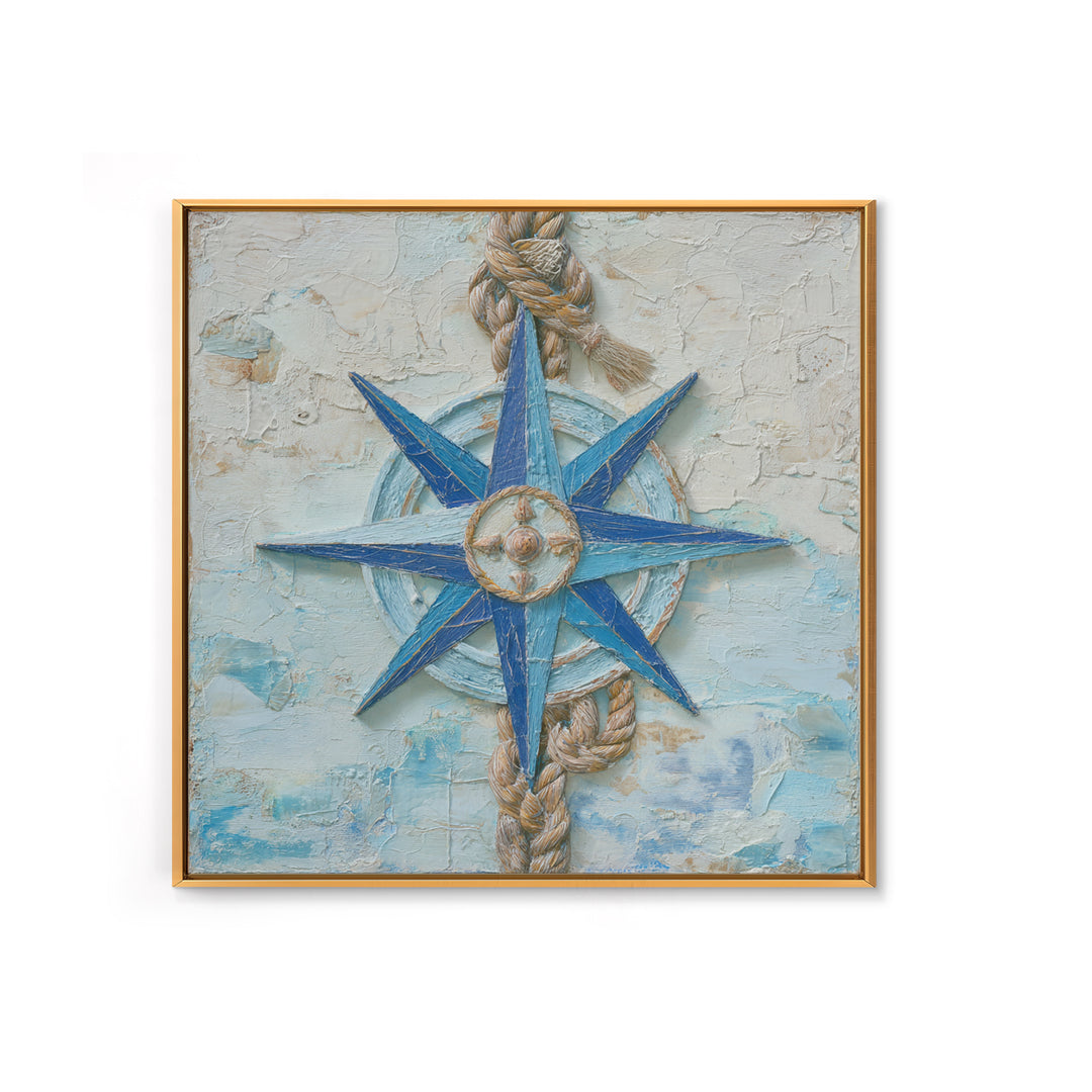 Nautical Star Compass Rose Framed Canvas Print, Nautical Art, Gallery Decor, Coastal Decor, Fine Art, Harbor, Wall Art, NAU-1x1-38