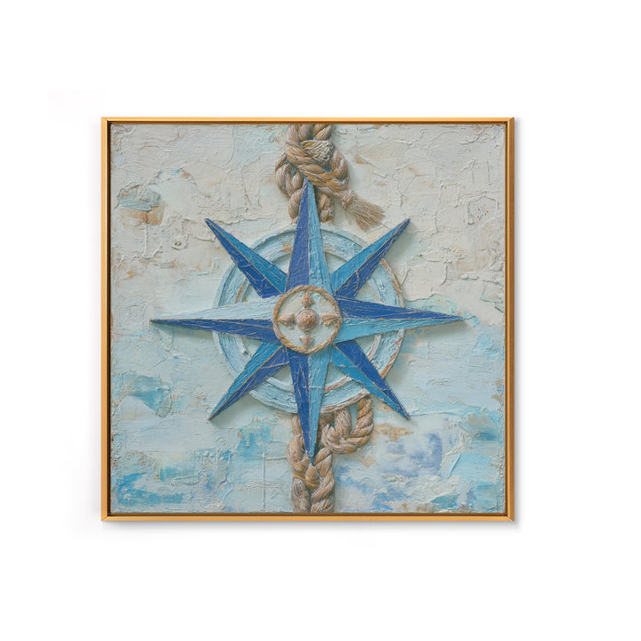 Nautical Star Compass Rose Framed Canvas Print, Nautical Art, Gallery Decor, Coastal Decor, Fine Art, Harbor, Wall Art, NAU-1x1-38