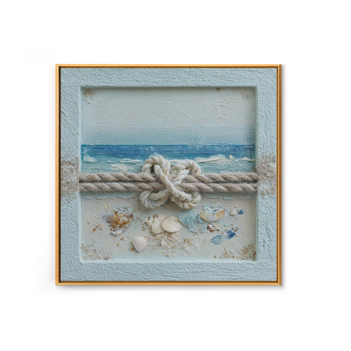 Lobster and Rope Coastal Illustration Framed Canvas Print, Nautical Art, Beach Decor, Coastal Decor, Fine Art, Harbor, NAU-1x1-68