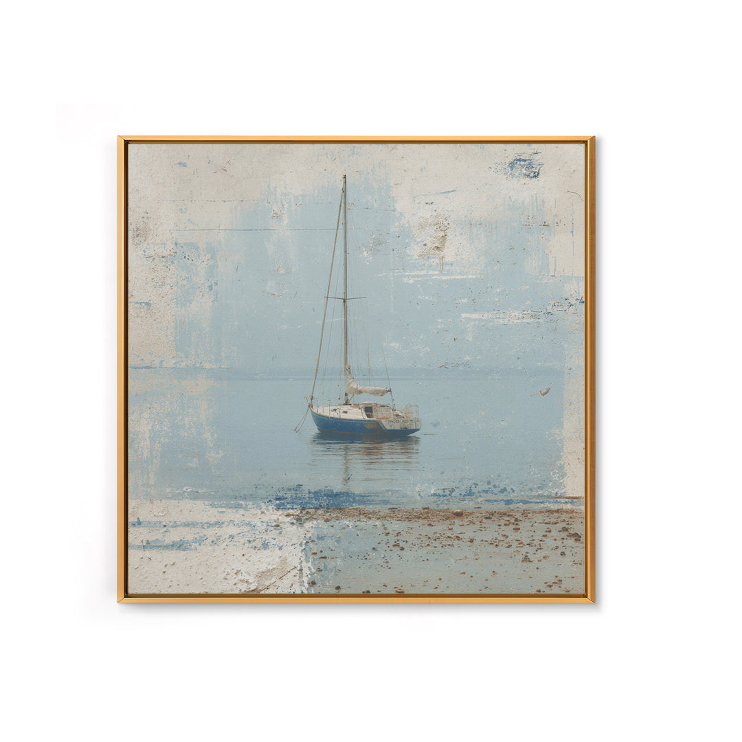 Blueprint Sailboat Technical Drawing Framed Canvas Print, Nautical Art, Gallery Wall, Coastal Decor, Abstract Art, Harbor, NAU-1x1-72