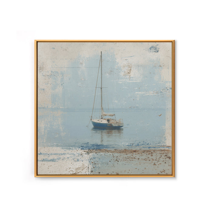 Blueprint Sailboat Technical Drawing Framed Canvas Print, Nautical Art, Gallery Wall, Coastal Decor, Abstract Art, Harbor, NAU-1x1-72