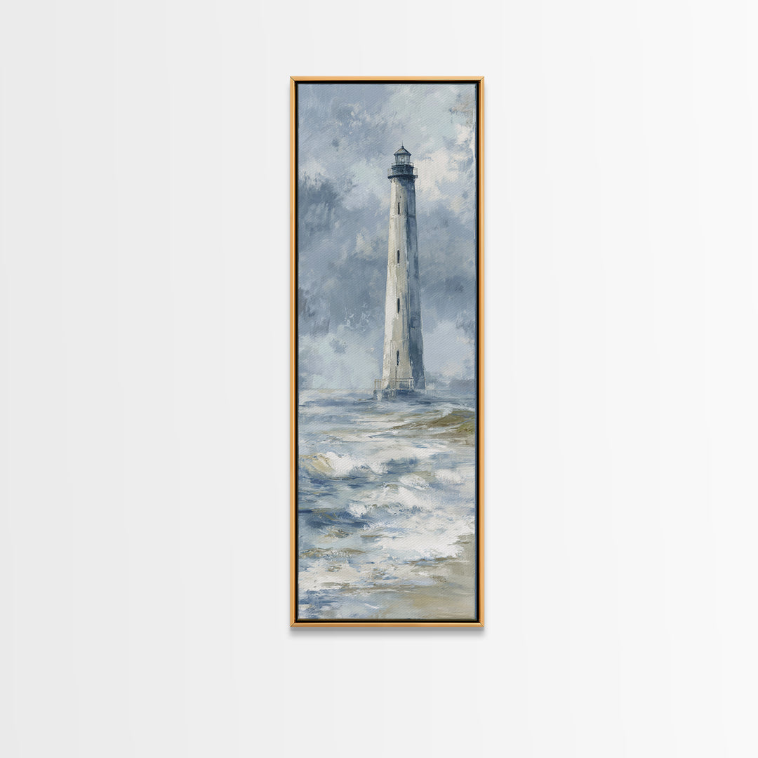 Lighthouse Standing Against Stormy Waves Canvas Print, Nautical Art, Nautical Decor, Coastal Decor, Fine Art, Harbor, NAU-1x3-39