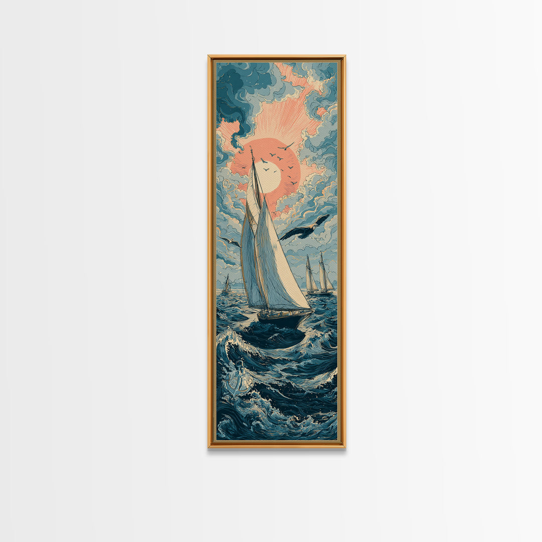 Sailor Tattoo Swallow and Anchor Framed Canvas Print, Nautical Art, Coastal Wall Decor, Coastal Decor, Fine Art, Harbor, NAU-1x3-83