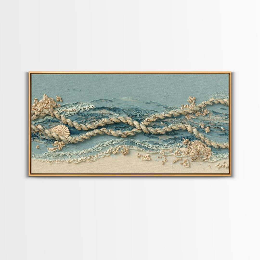Lobster and Rope Coastal Illustration Canvas Print, Nautical Art, Printable, Coastal Decor, Fine Art, Harbor, Beach Decor, NAU-2x1-64