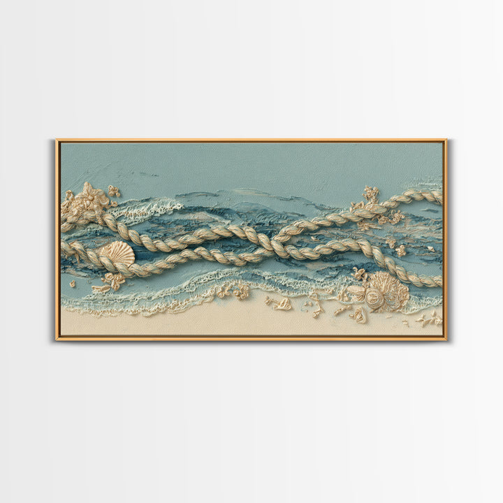 Lobster and Rope Coastal Illustration Canvas Print, Nautical Art, Printable, Coastal Decor, Fine Art, Harbor, Beach Decor, NAU-2x1-64