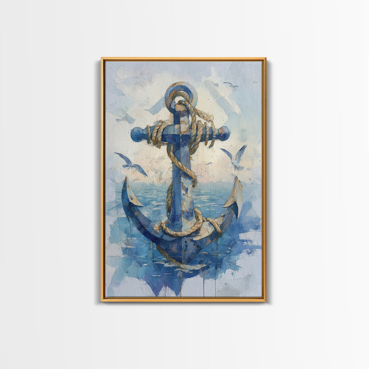 Octopus Wrapped Around an Anchor Canvas Print, Nautical Art, Digital Print, Coastal Decor, Fine Art, Harbor, Beach Print, NAU-2x3-45