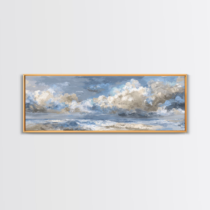 Stormy Cloudscape over Open Ocean Canvas Print, Nautical Art, Nautical Decor, Coastal Decor, Oil Painting, Harbor, NAU-3x1-13