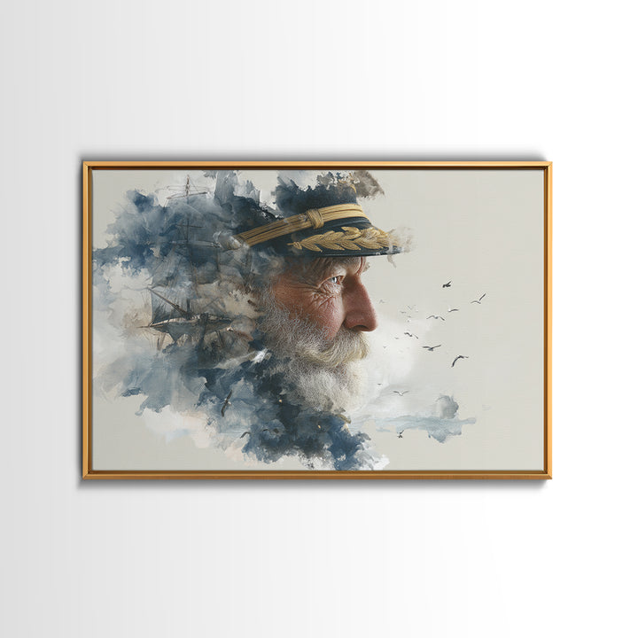 Sea Captain Portrait Canvas Print, Nautical Art, Modern Decor, Coastal Decor, Fine Art, Harbor, Poster, Wall Decor, Painting, NAU-3x2-11