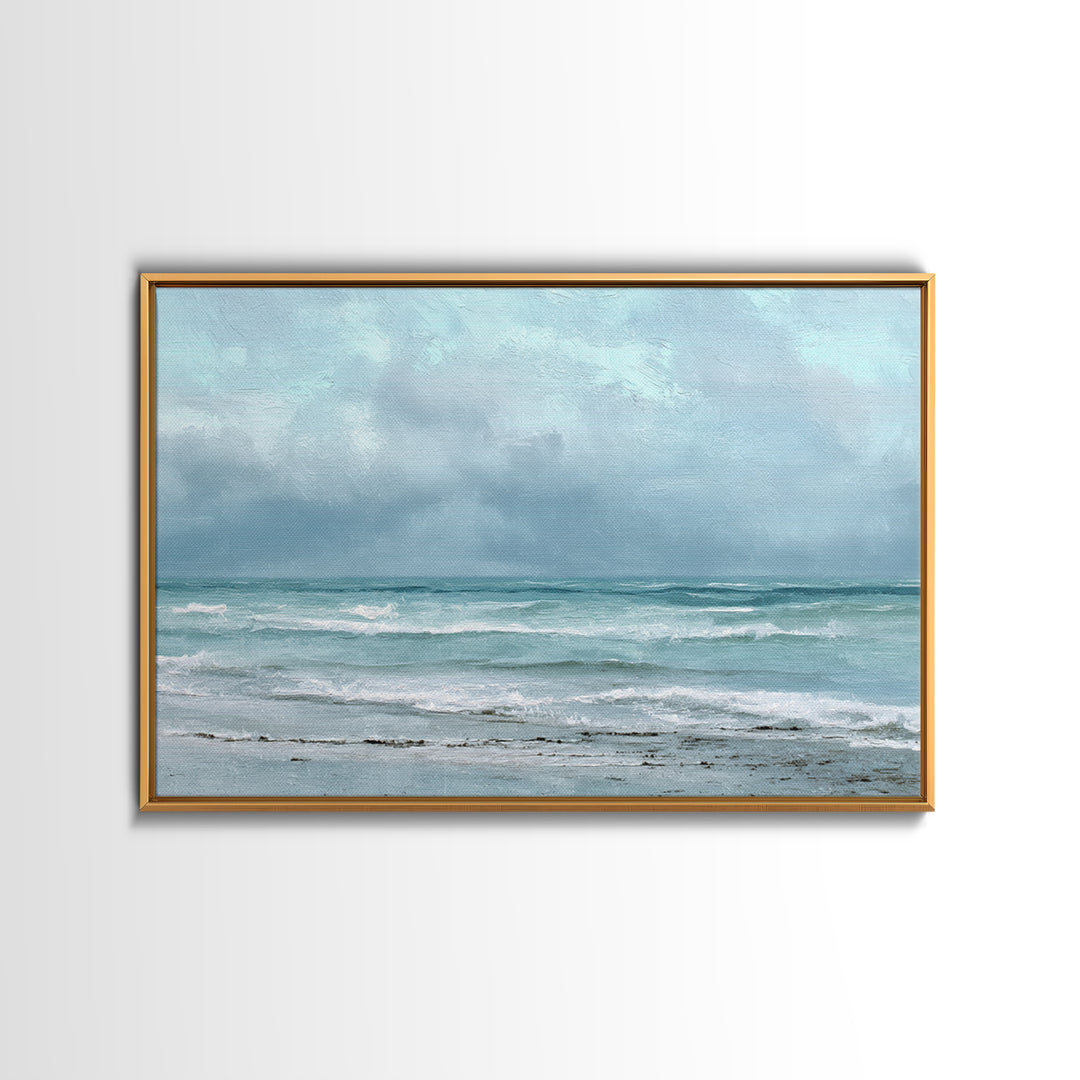 Stormy Cloudscape over Open Ocean Framed Canvas Print, Nautical Art, Gallery Wall, Coastal Decor, Fine Art, Harbor, Room Decor, NAU-3x2-25