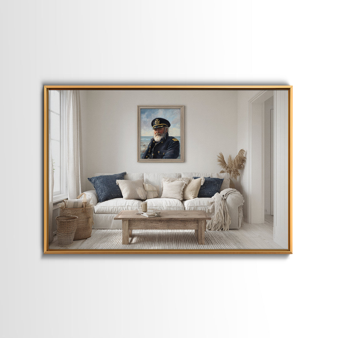 Sea Captain Portrait Canvas Print, Nautical Art, Digital Print, Coastal Decor, Fine Art, Harbor, Beach Print, Gallery Wall, NAU-3x2-83