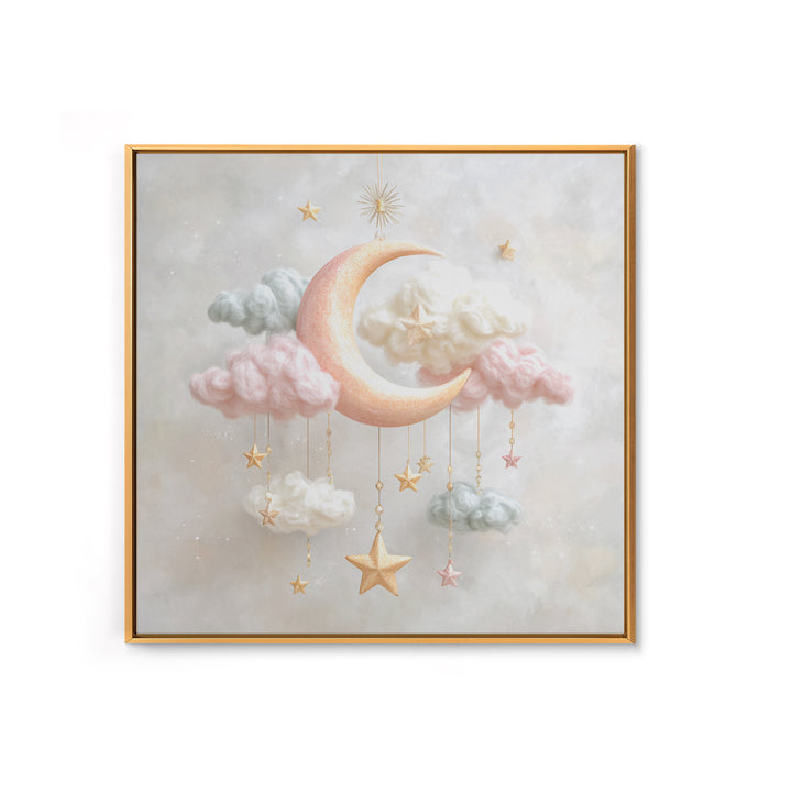Moon Phase Mobile Canvas Print, Nursery Decor, Wall Decals, Abstract Art, Nursery, Girl Nursery Decor, Nursery Name Sign, NDE-1x1-3