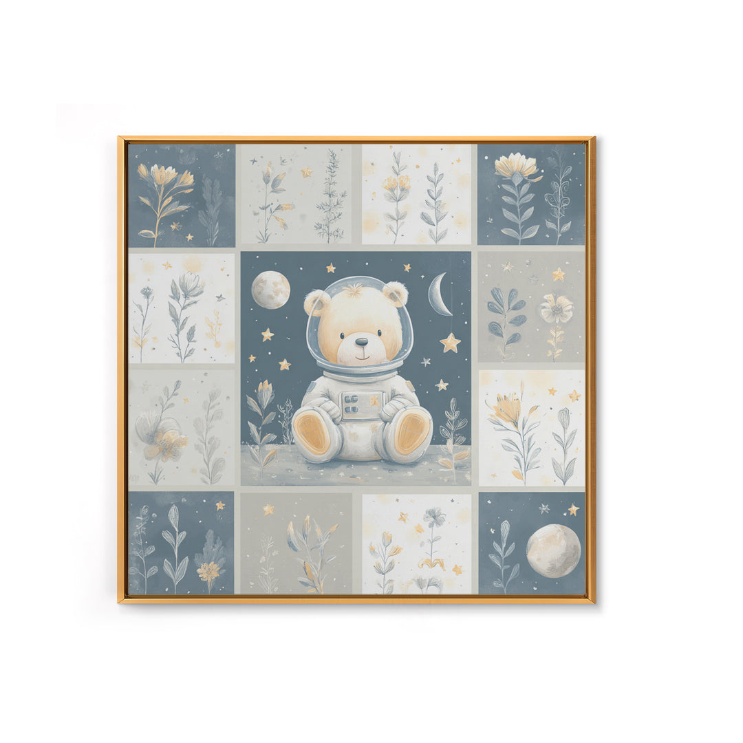 Little Astronaut Bear Framed Canvas Print, Nursery Decor, Safari Nursery Decor, Fine Art, Nursery, Modern Decor, Fine Art Print, NDE-1x1-39