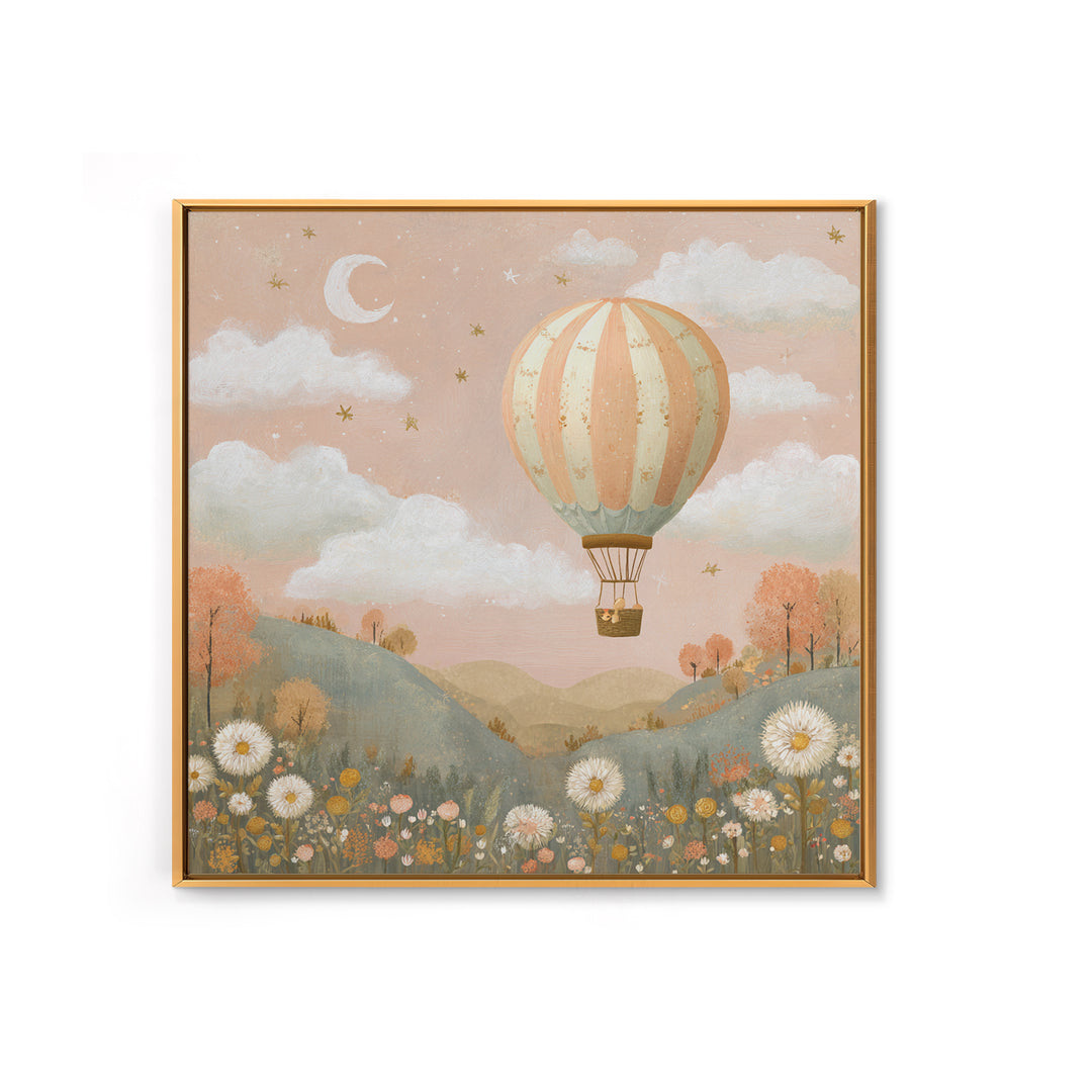 Hot Air Balloon Drifting Canvas Print, Nursery Decor, Safari Nursery Decor, Fine Art, Nursery, Modern Decor, Fine Art Print, NDE-1x1-60