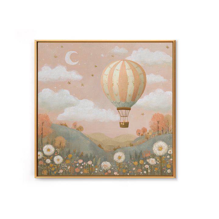 Hot Air Balloon Drifting Canvas Print, Nursery Decor, Safari Nursery Decor, Fine Art, Nursery, Modern Decor, Fine Art Print, NDE-1x1-60