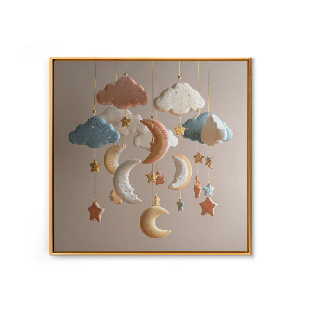 Moon Phase Mobile Canvas Print, Nursery Decor, Art Print, Nursery, Woodland Nursery Decor, Nursery Prints, Playroom Decor, NDE-1x1-99
