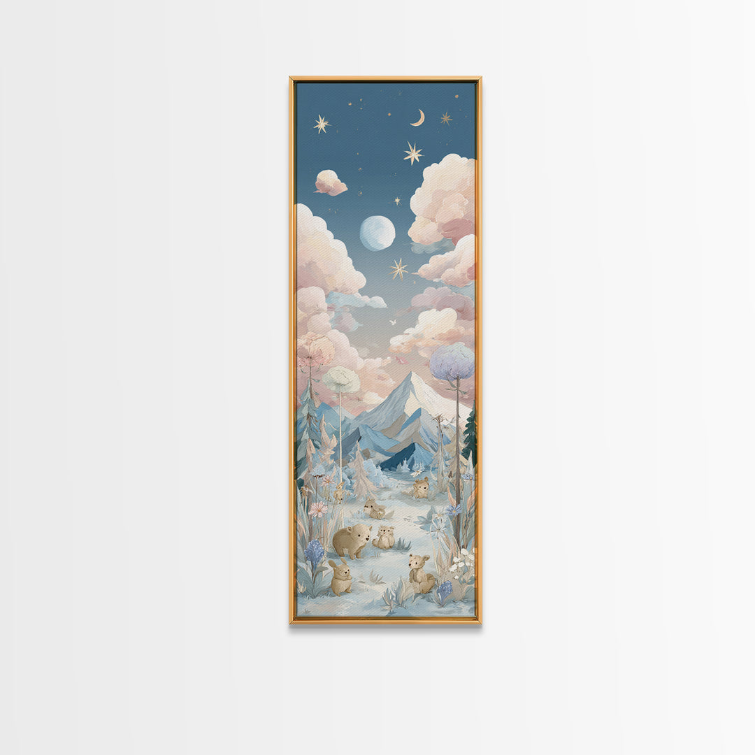Calm Mountain Nursery Landscape Canvas Print, Nursery Decor, Wall Art, Fine Art, Nursery, Nursery Wall Decor, Nursery Art, NDE-1x3-12