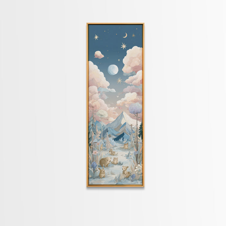 Calm Mountain Nursery Landscape Canvas Print, Nursery Decor, Wall Art, Fine Art, Nursery, Nursery Wall Decor, Nursery Art, NDE-1x3-12