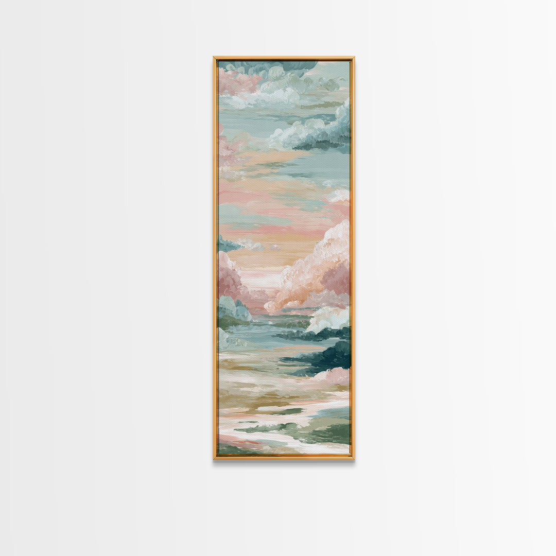 Pastel Rainbow with Soft Cloud Shapes Canvas Print, Nursery Decor, Minimalist Decor, Nursery, Wall Decals, Nursery Wall Decor, NDE-1x3-13