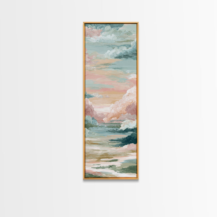 Pastel Rainbow with Soft Cloud Shapes Canvas Print, Nursery Decor, Minimalist Decor, Nursery, Wall Decals, Nursery Wall Decor, NDE-1x3-13