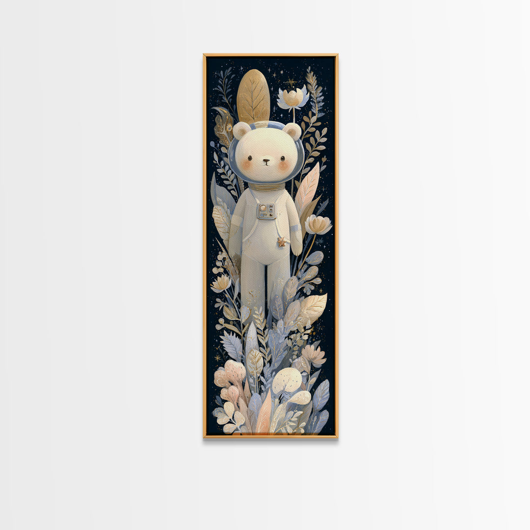 Little Astronaut Bear Canvas Print, Nursery Decor, Wall, Oil Painting, Nursery, Nursery Wall Decals, Woodland Nursery, NDE-1x3-27